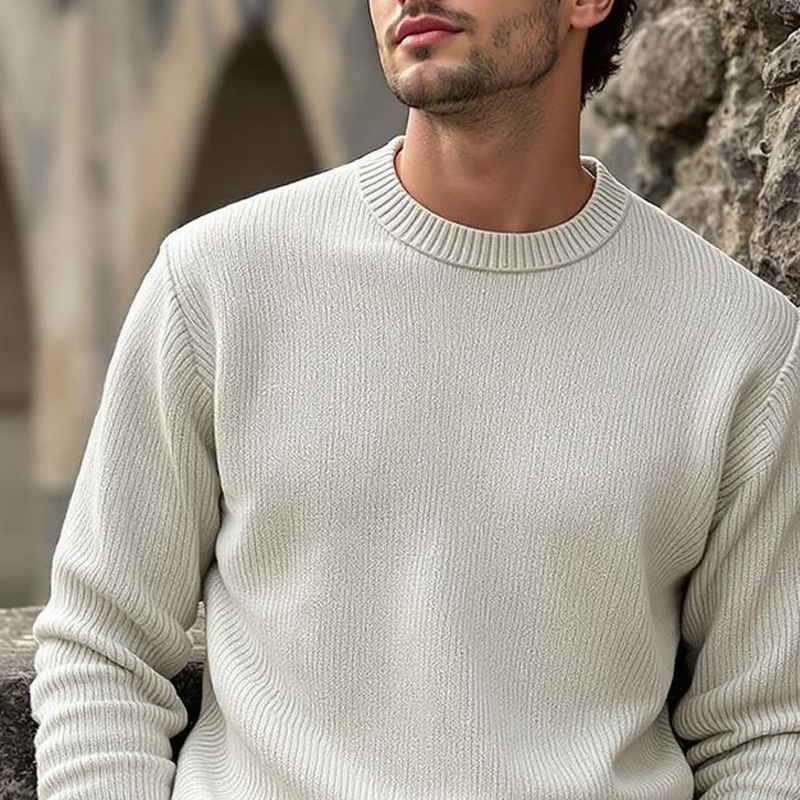 Canuck™| Solid Color Round Neck Long Sleeve Sweater