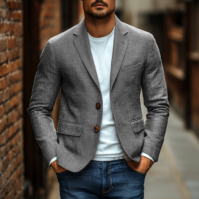 Canuck™| Casual Solid Color Breathable Linen Notch Lapel Single-breasted Slim-fit Blazer