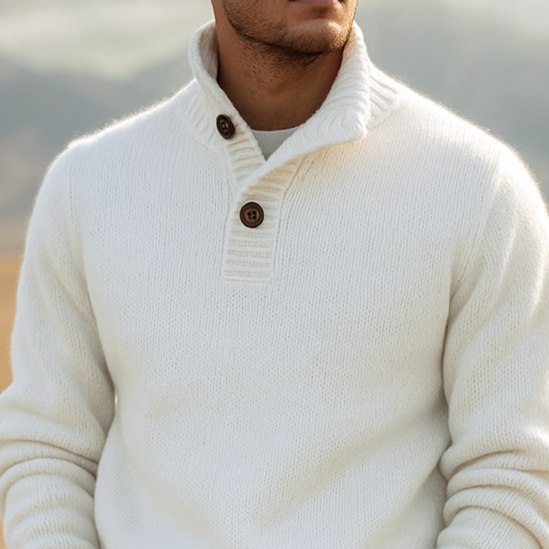 Canuck™| Solid Knit Stand Collar Long Sleeve Sweater