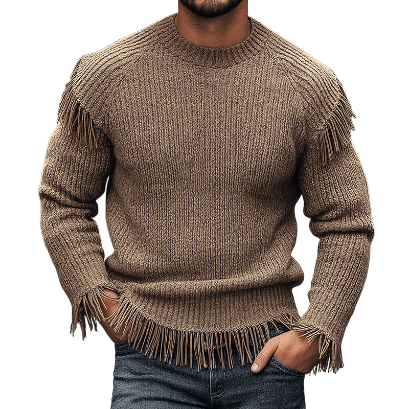 Canuck™| Retro Casual Tassel Crew Neck Sweater