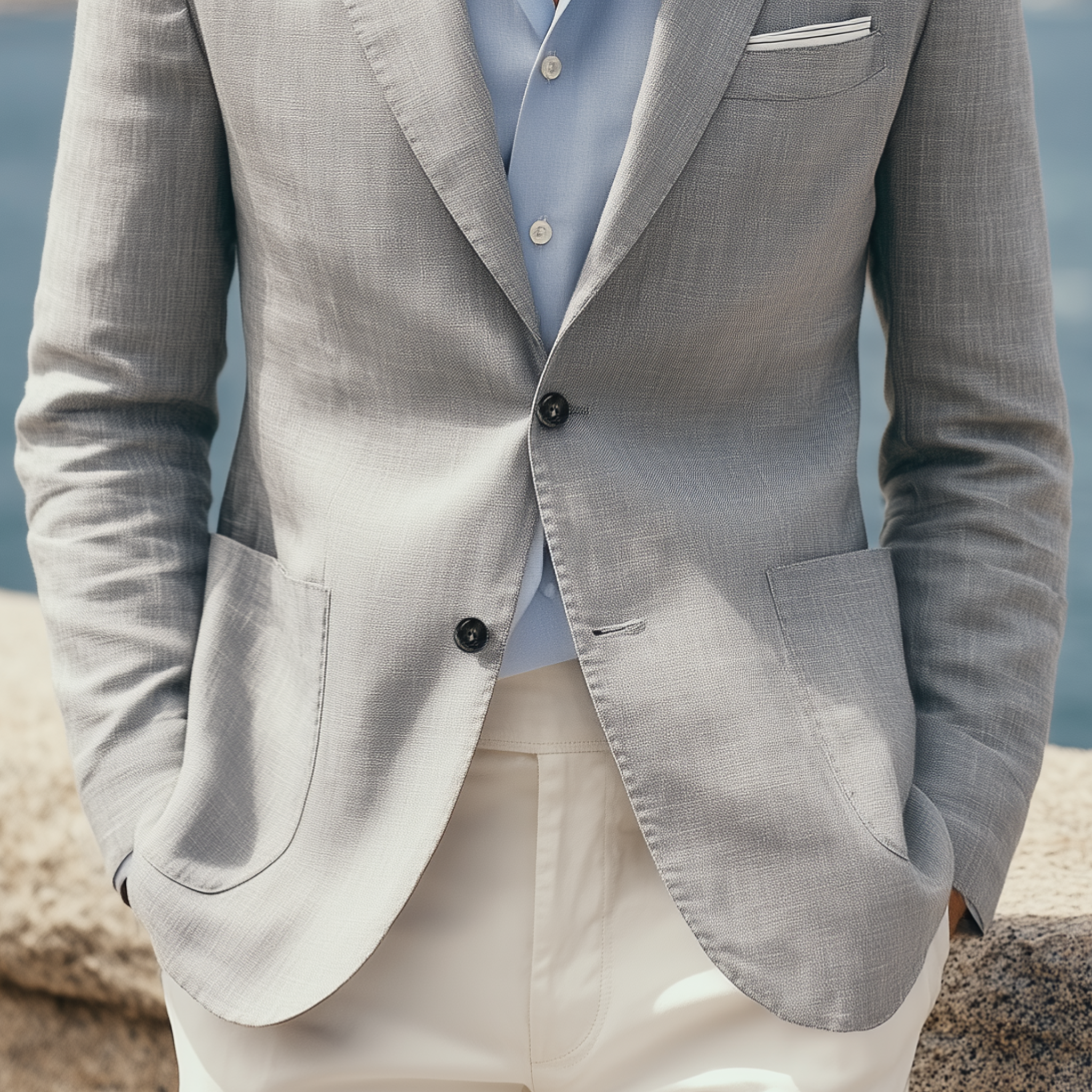 Canuck™| Classic Casual Cotton And Linen Blend Textured Single-breasted Blazer