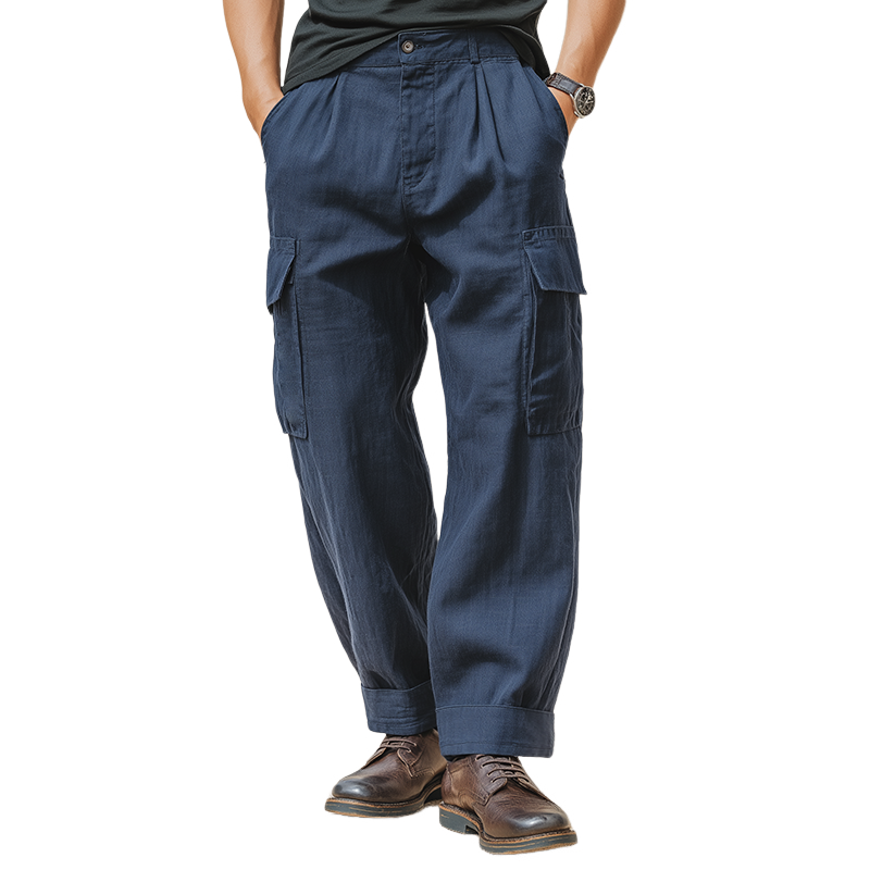 Canuck™| Retro Casual Solid Color Cotton And Linen Pocket Pants