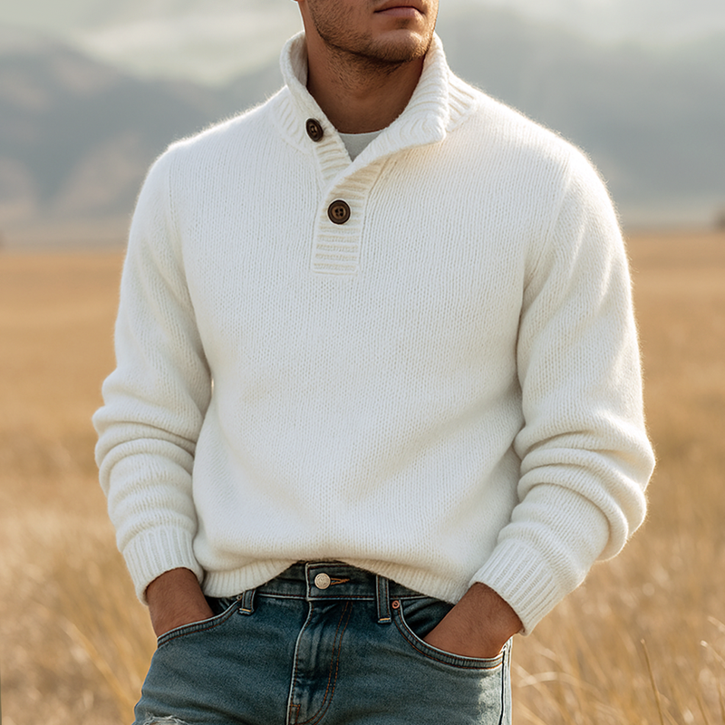 Canuck™| Solid Knit Stand Collar Long Sleeve Sweater