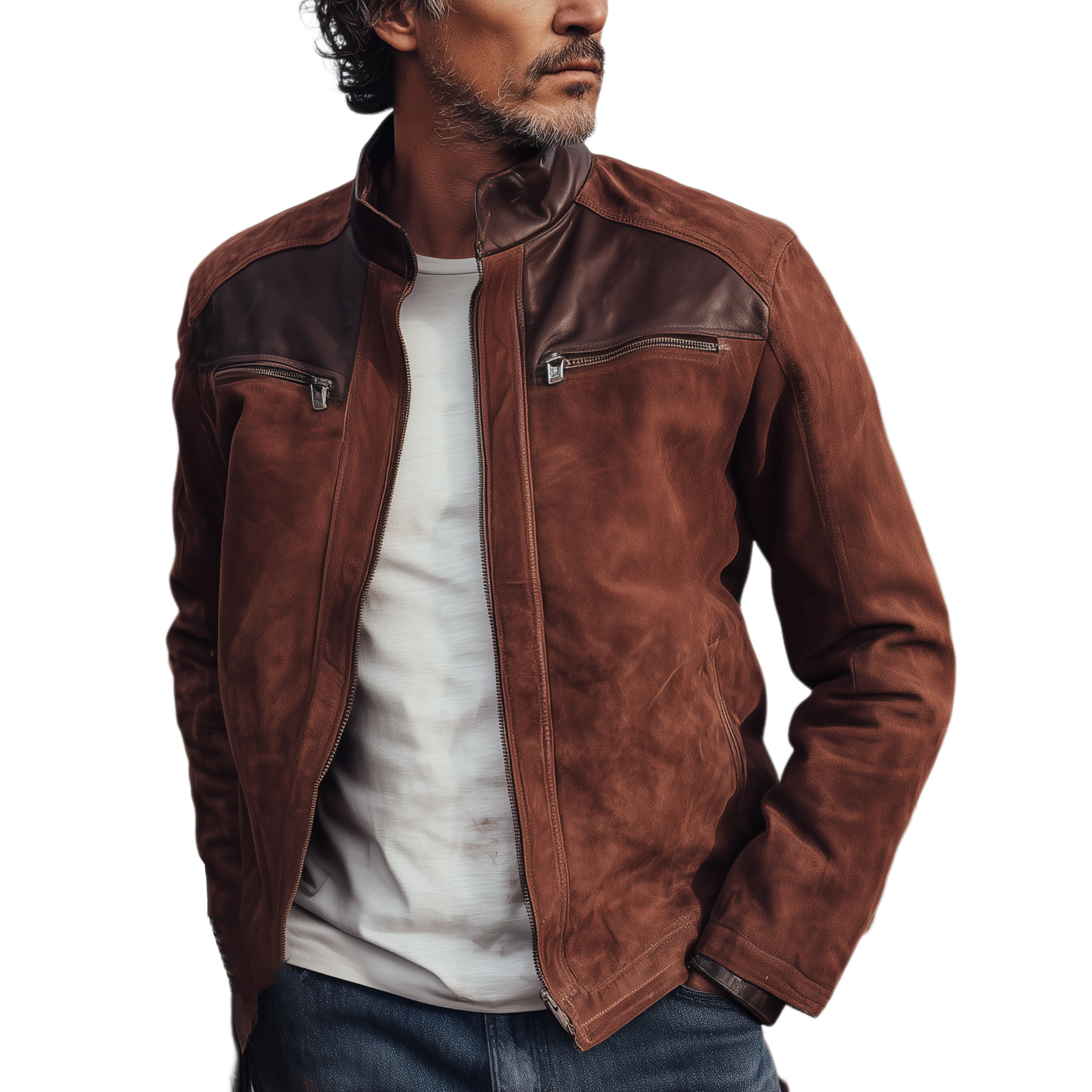 Canuck™| Classic Western Retro Tough Style PU Leather Stand Collar Zipper Suede Jacket