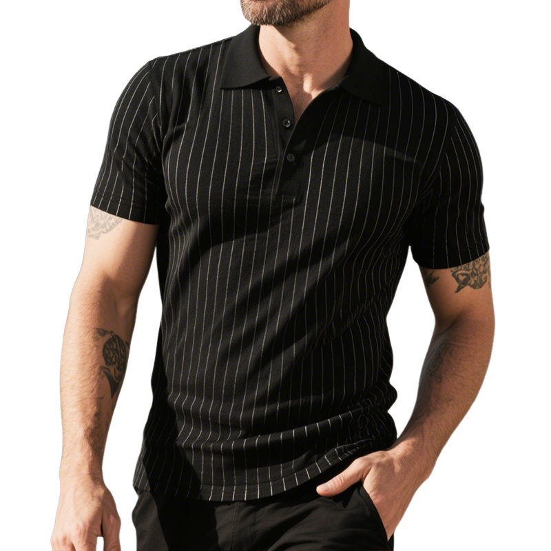 Canuck™| Retro Casual Striped Lapel Short Sleeve Polo Shirt
