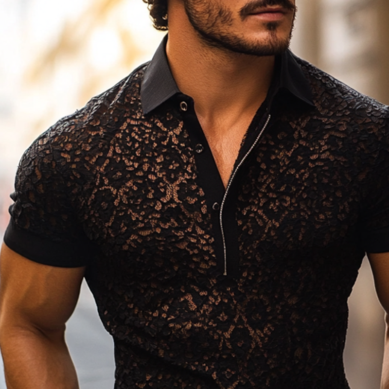 Canuck™| Fashion Lace Lapel Short Sleeve Casual Polo Shirt