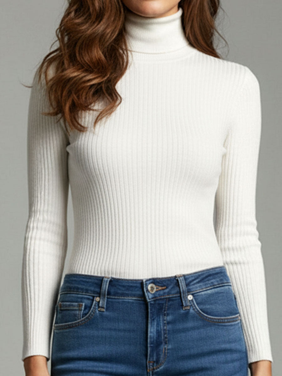 Canuck™| Basic Ribbed Knit Turtleneck Slim Fit Sweater