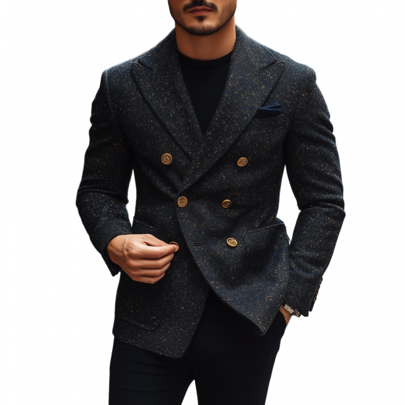 Canuck™| Vintage Elegant Tweed Peak Lapel Double-breasted Slim-fit Blazer
