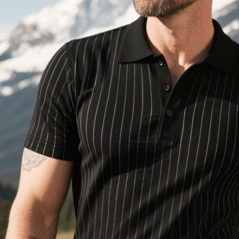 Canuck™| Retro Casual Striped Lapel Short Sleeve Polo Shirt