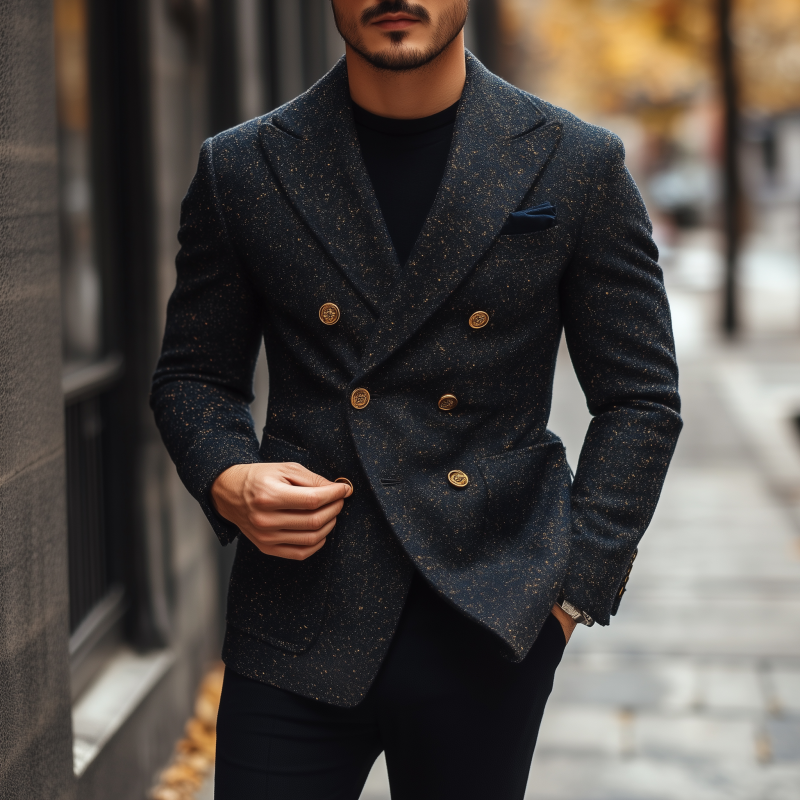 Canuck™| Vintage Elegant Tweed Peak Lapel Double-breasted Slim-fit Blazer
