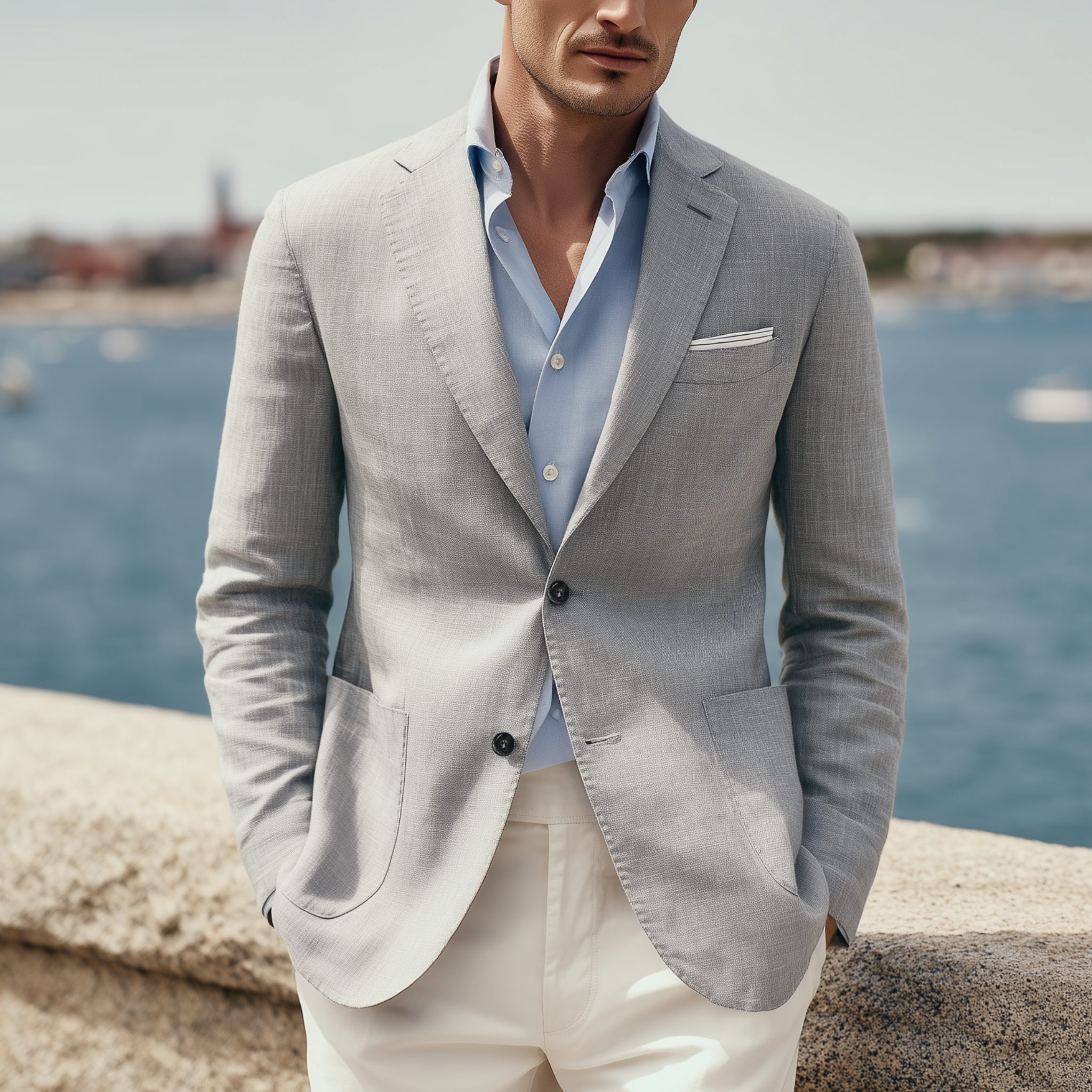 Canuck™| Classic Casual Cotton And Linen Blend Textured Single-breasted Blazer