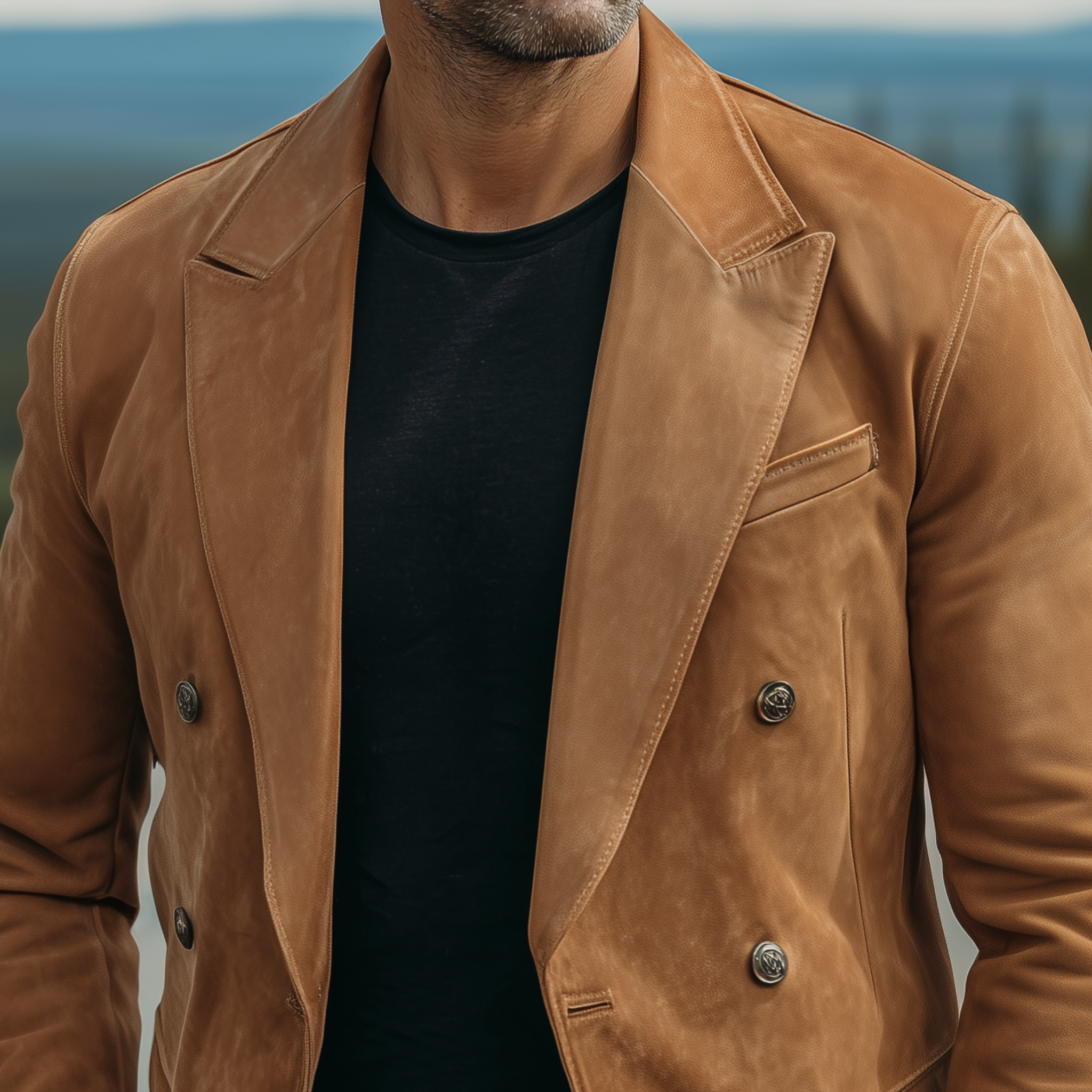 Canuck™| Classic Retro Solid Color Suede Double-breasted Slim-fit Blazer