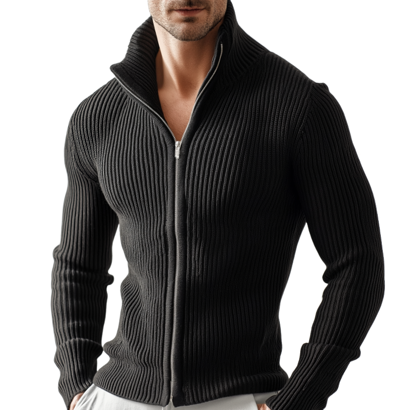 Canuck™| Retro Casual Solid Color Knitted Zipper Sweater Cardigan