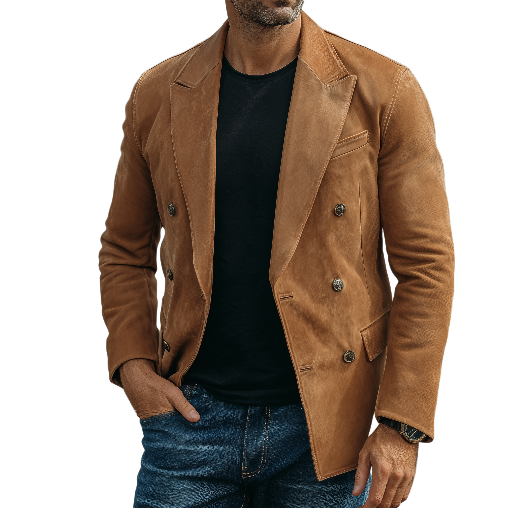 Canuck™| Classic Retro Solid Color Suede Double-breasted Slim-fit Blazer