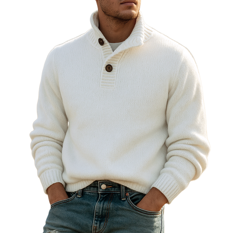Canuck™| Solid Knit Stand Collar Long Sleeve Sweater