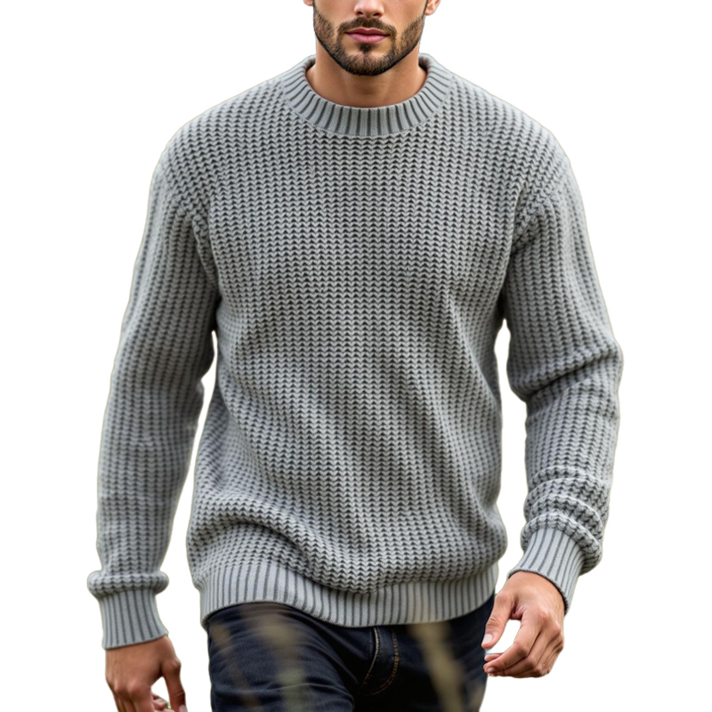 Canuck™| Solid Color Round Neck Long Sleeve Sweater