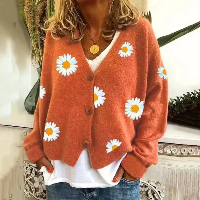 Canuck™| Lily Cozy Daisy Knit Cardigan – Soft, Warm & Effortlessly Charming