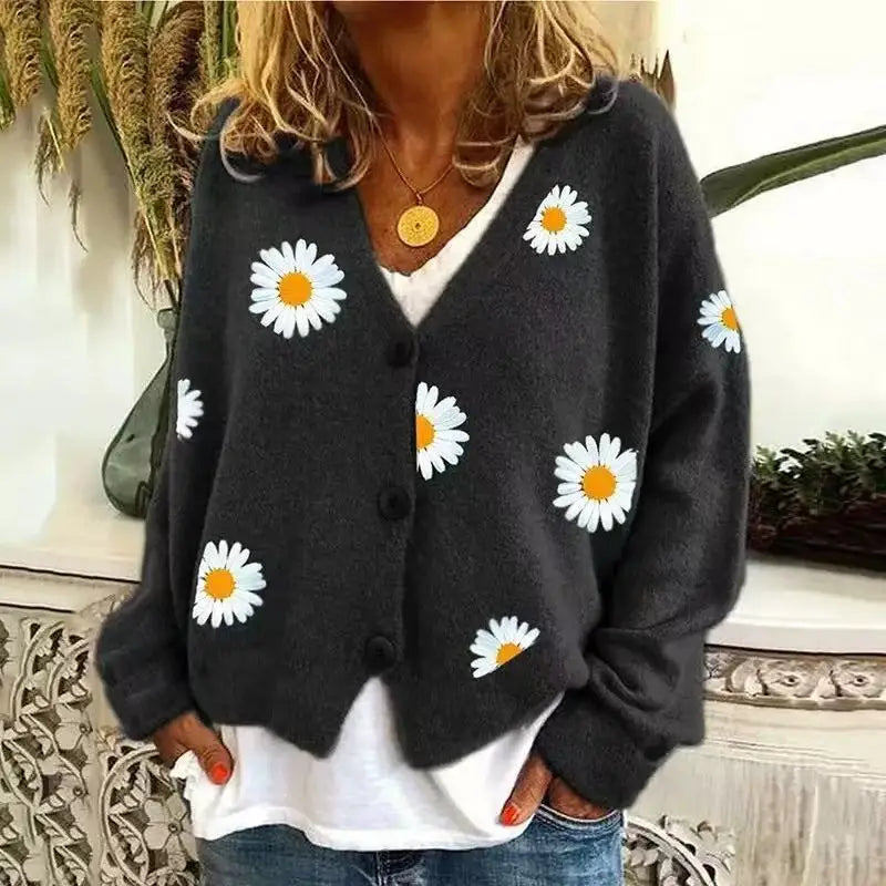 Canuck™| Lily Cozy Daisy Knit Cardigan – Soft, Warm & Effortlessly Charming