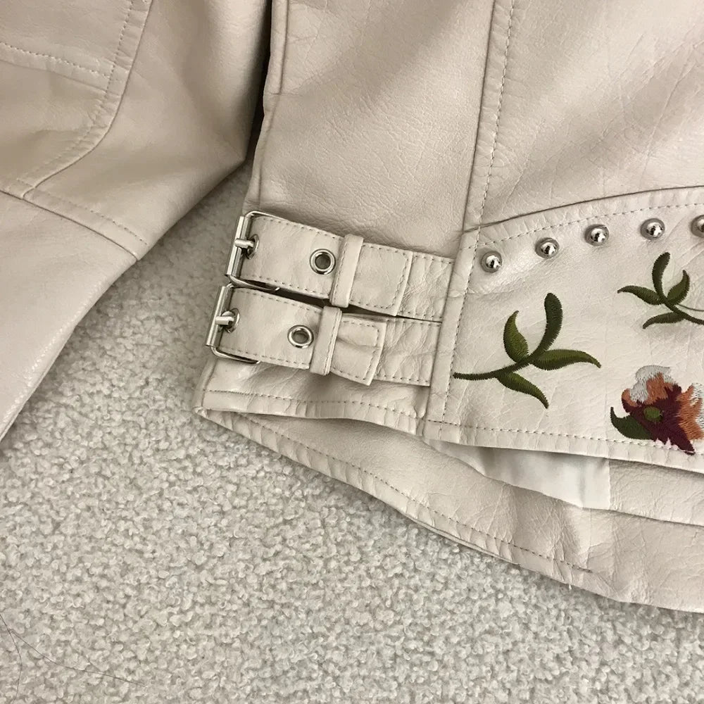 Canuck™| RoseRider Embroidered Leather Jacket