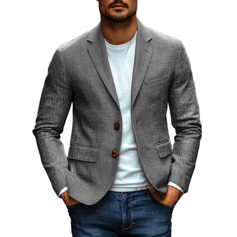 Canuck™| Casual Solid Color Breathable Linen Notch Lapel Single-breasted Slim-fit Blazer