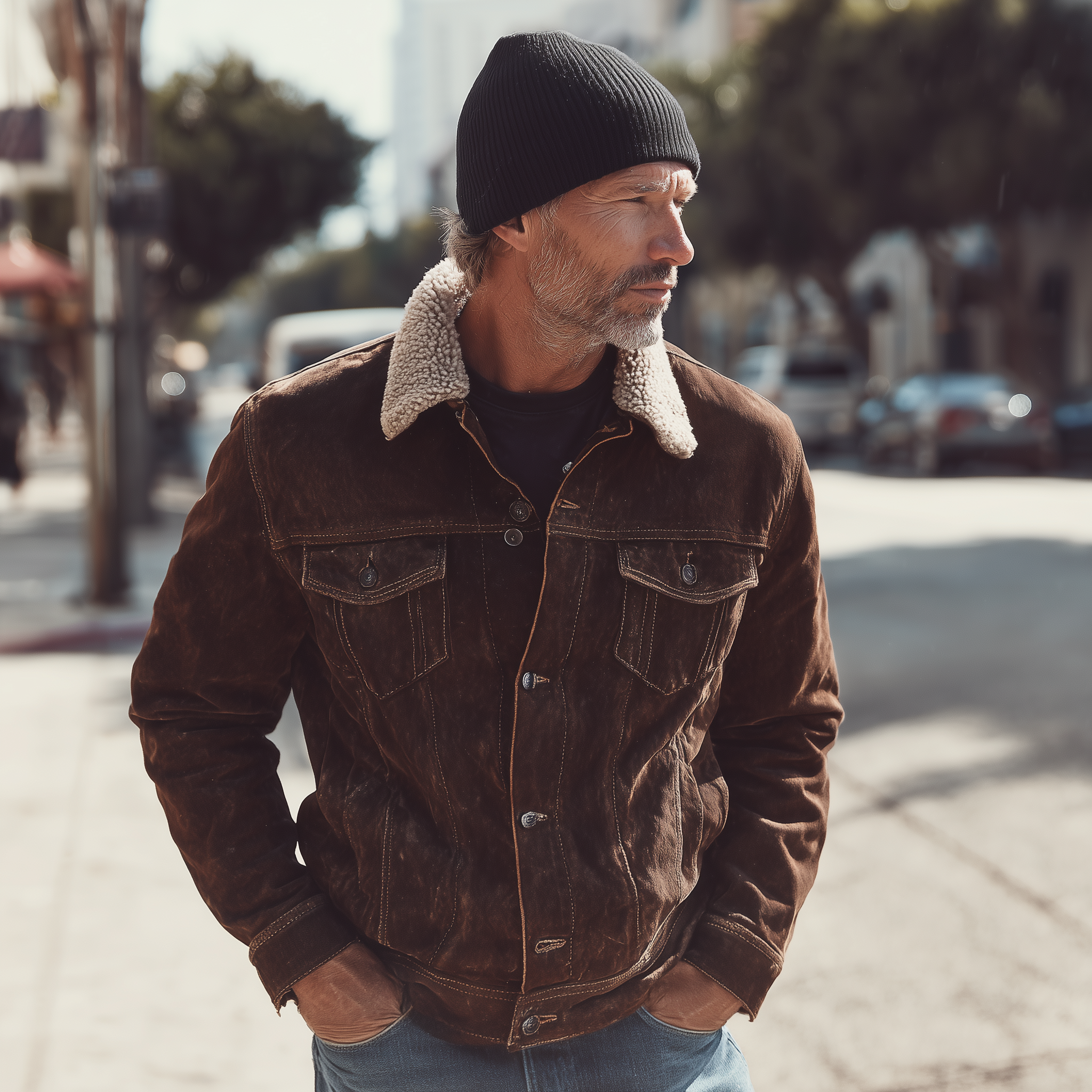 Canuck™| Winter Vintage Detachable Faux Sherpa Collar Faux Suede Jacket