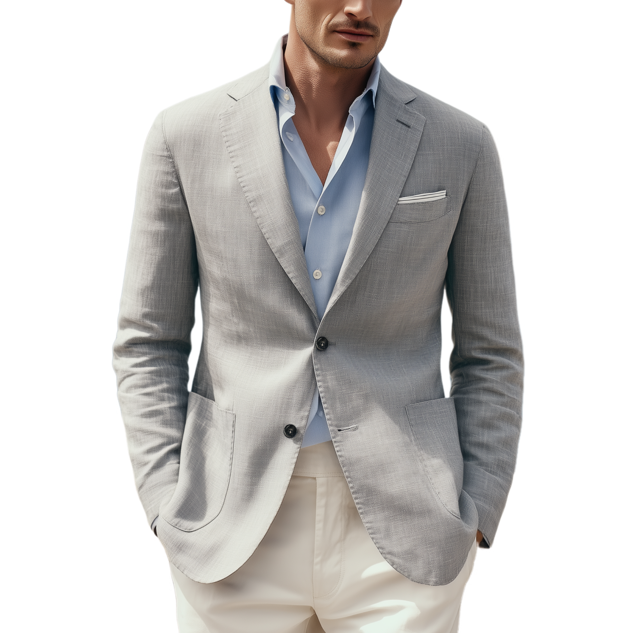 Canuck™| Classic Casual Cotton And Linen Blend Textured Single-breasted Blazer