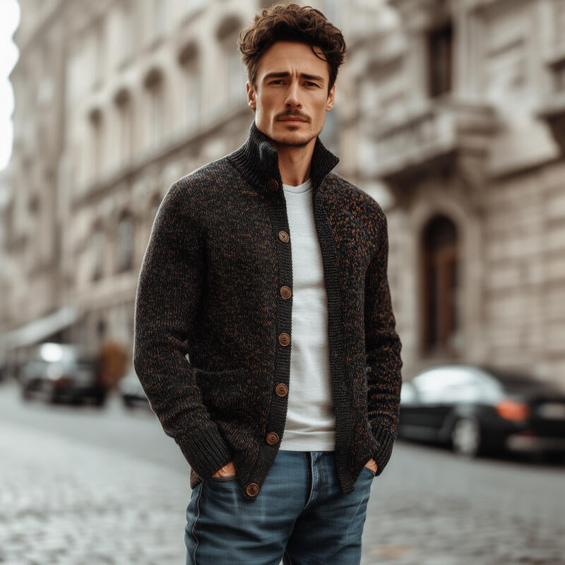 Canuck™| Vintage Casual Stand Collar Single-Breasted Slim Fit Warm Knitted Cardigan