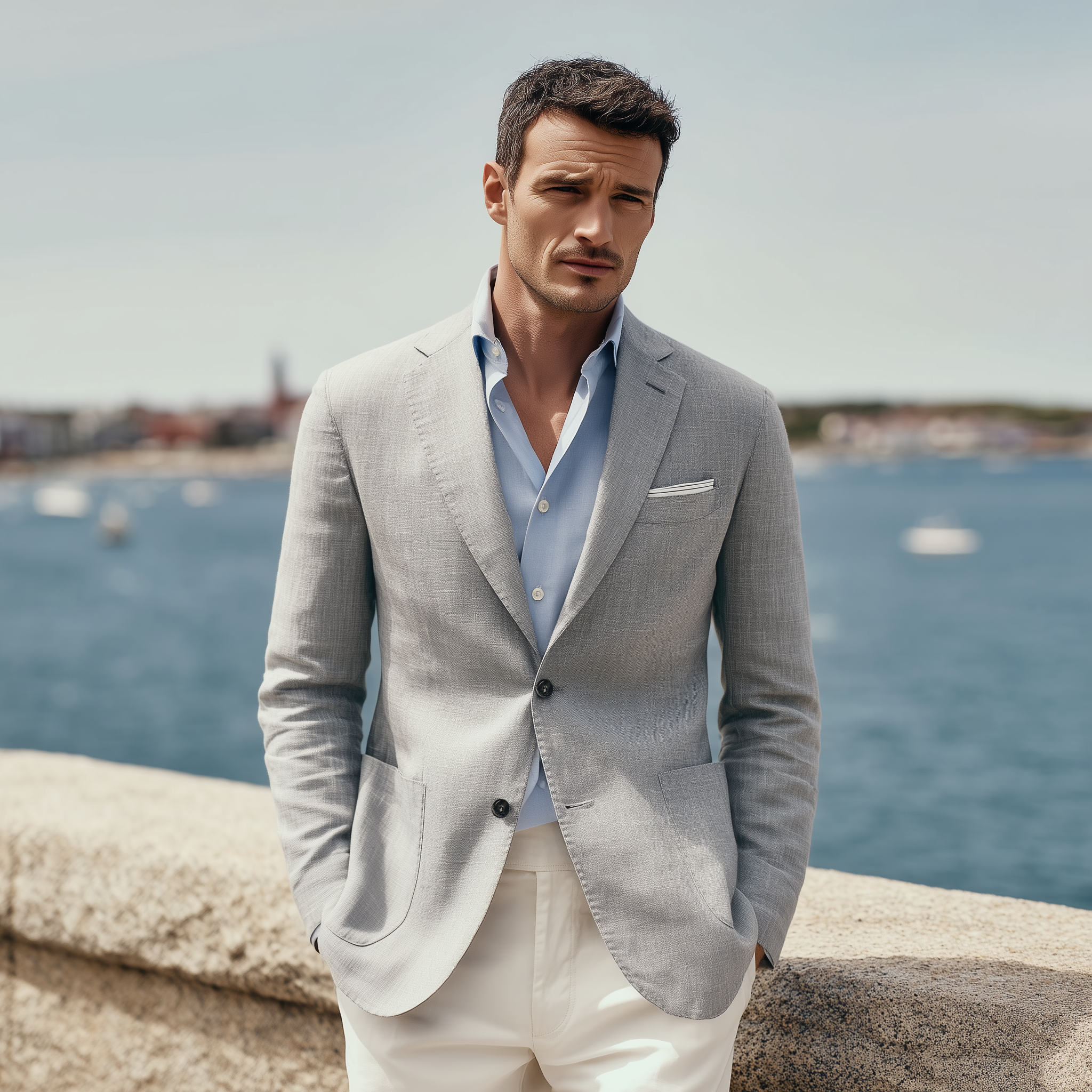 Canuck™| Classic Casual Cotton And Linen Blend Textured Single-breasted Blazer