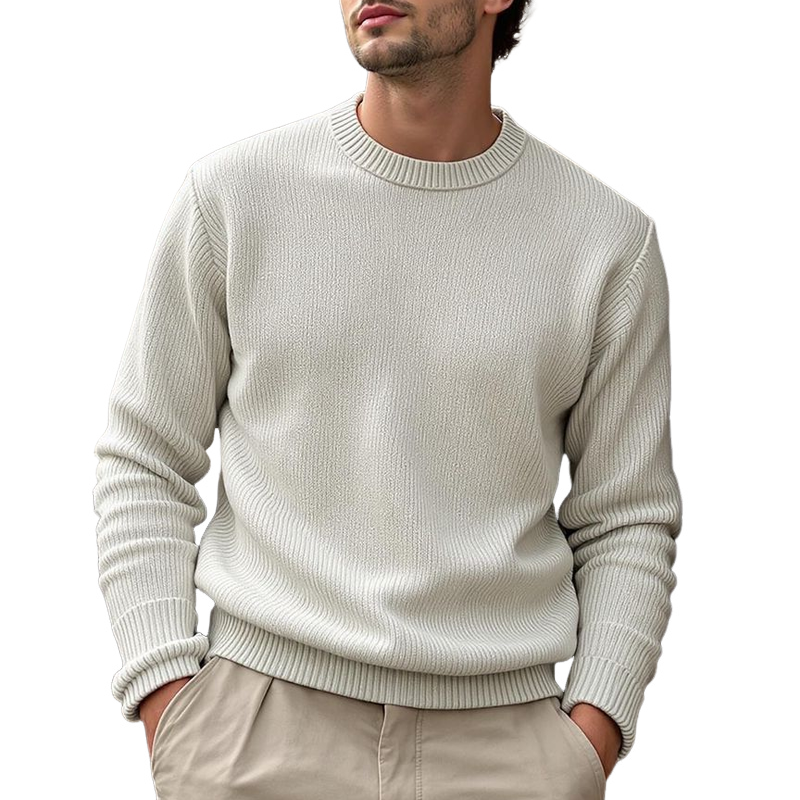 Canuck™| Solid Color Round Neck Long Sleeve Sweater