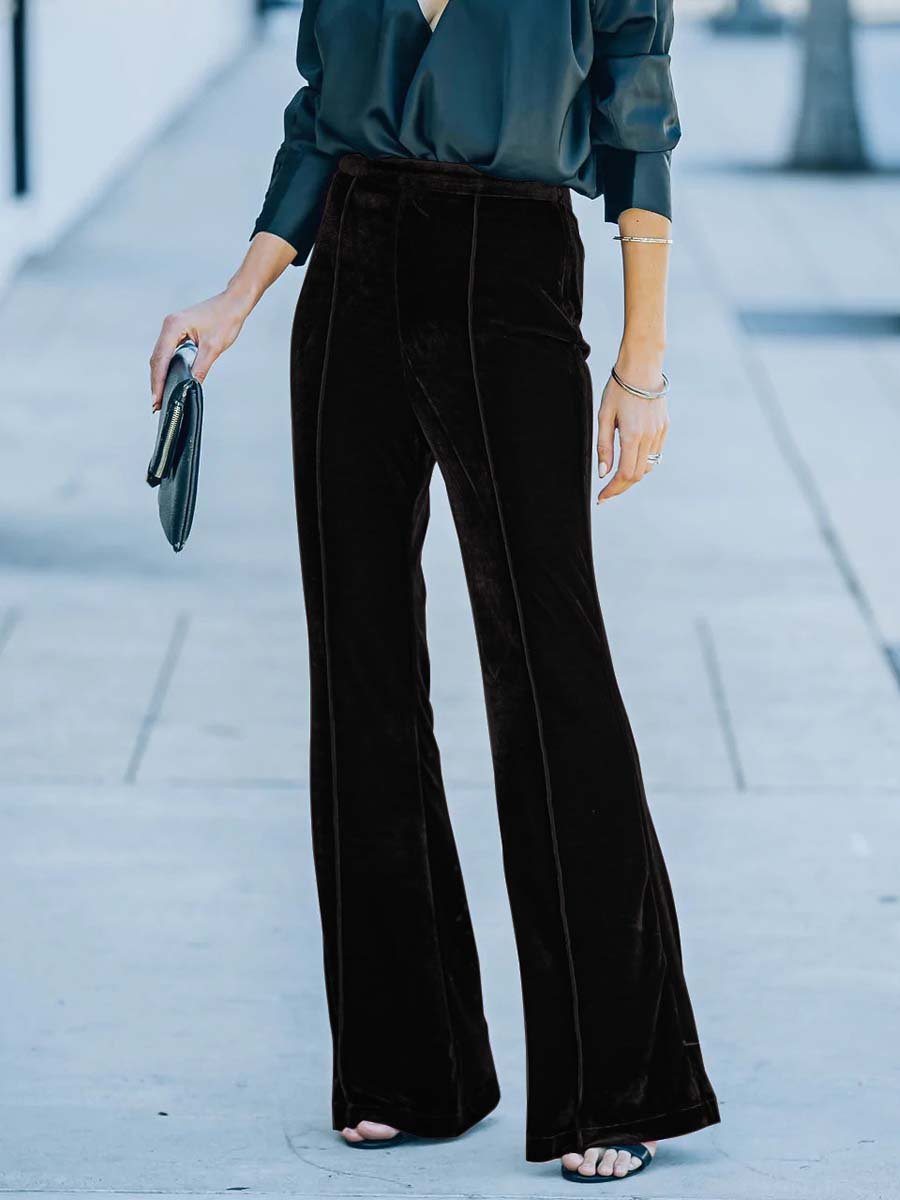 Canuck™| Velvet High Waist Flared Casual Pants