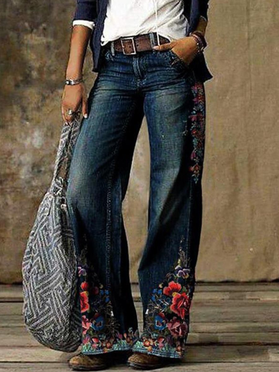 Canuck™| Retro Fashion Printed Casual Wide-Leg Jeans