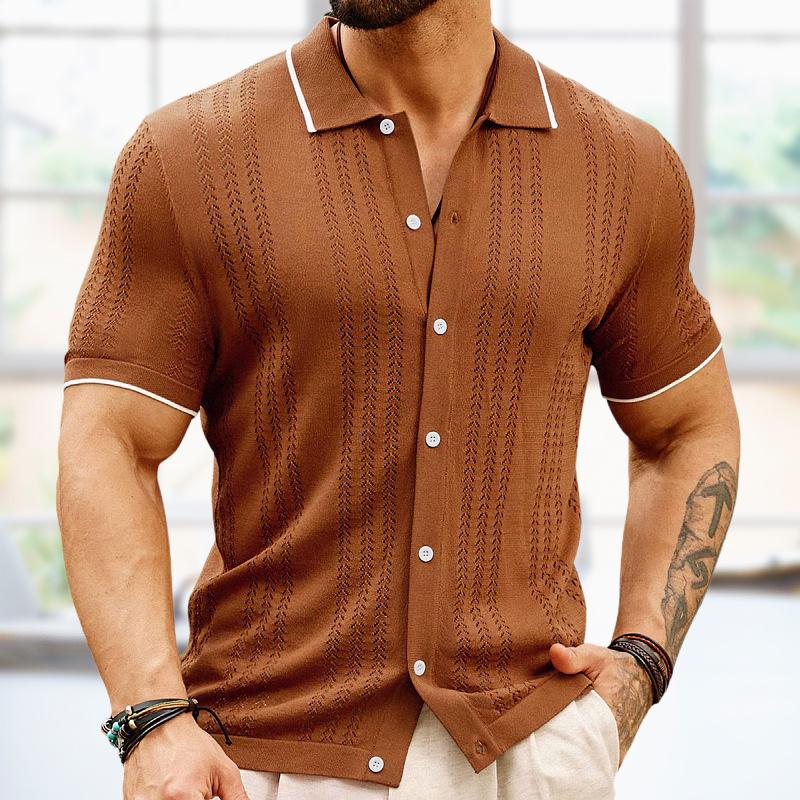 Canuck™| Lapel Contrast Color Single-Breasted Sweater POLO Shirt