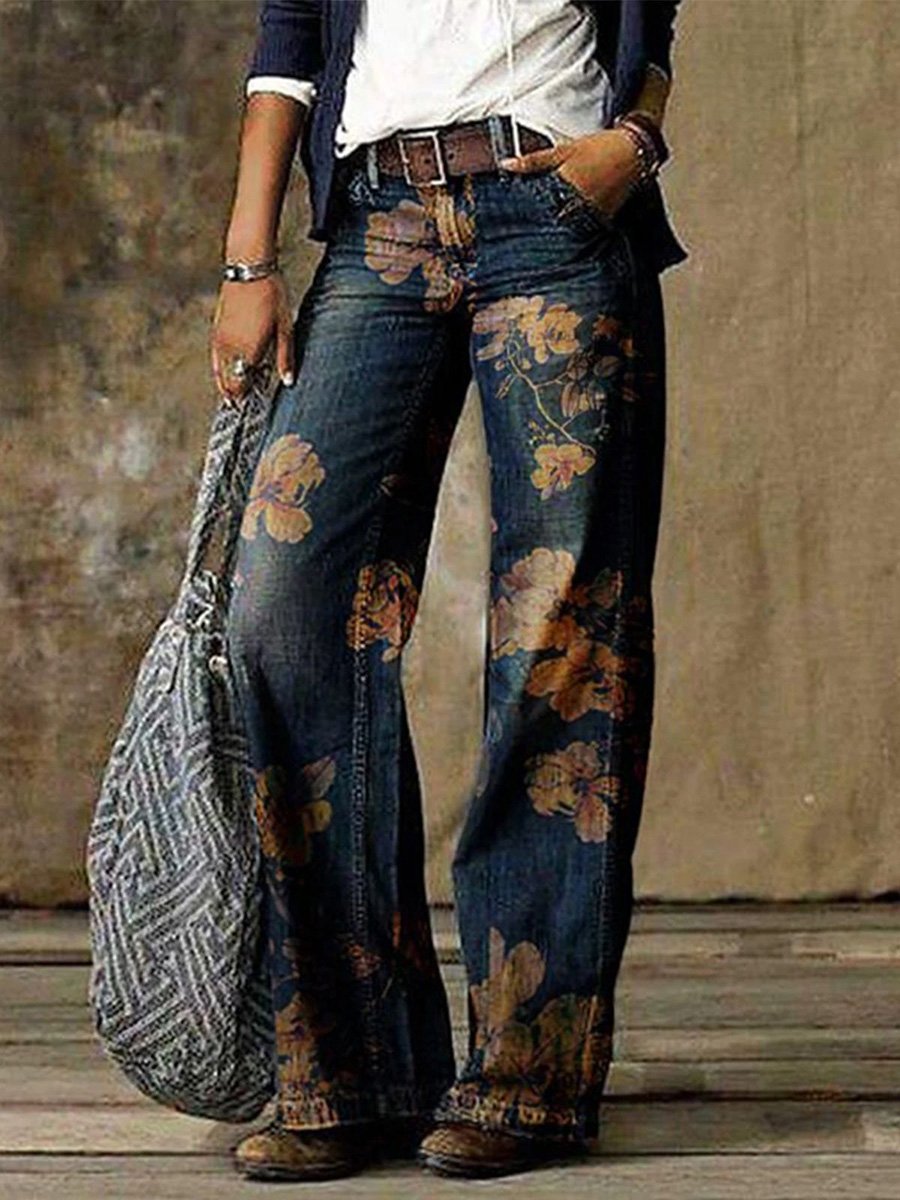 Canuck™| Retro Fashion Printed Casual Wide-Leg Jeans
