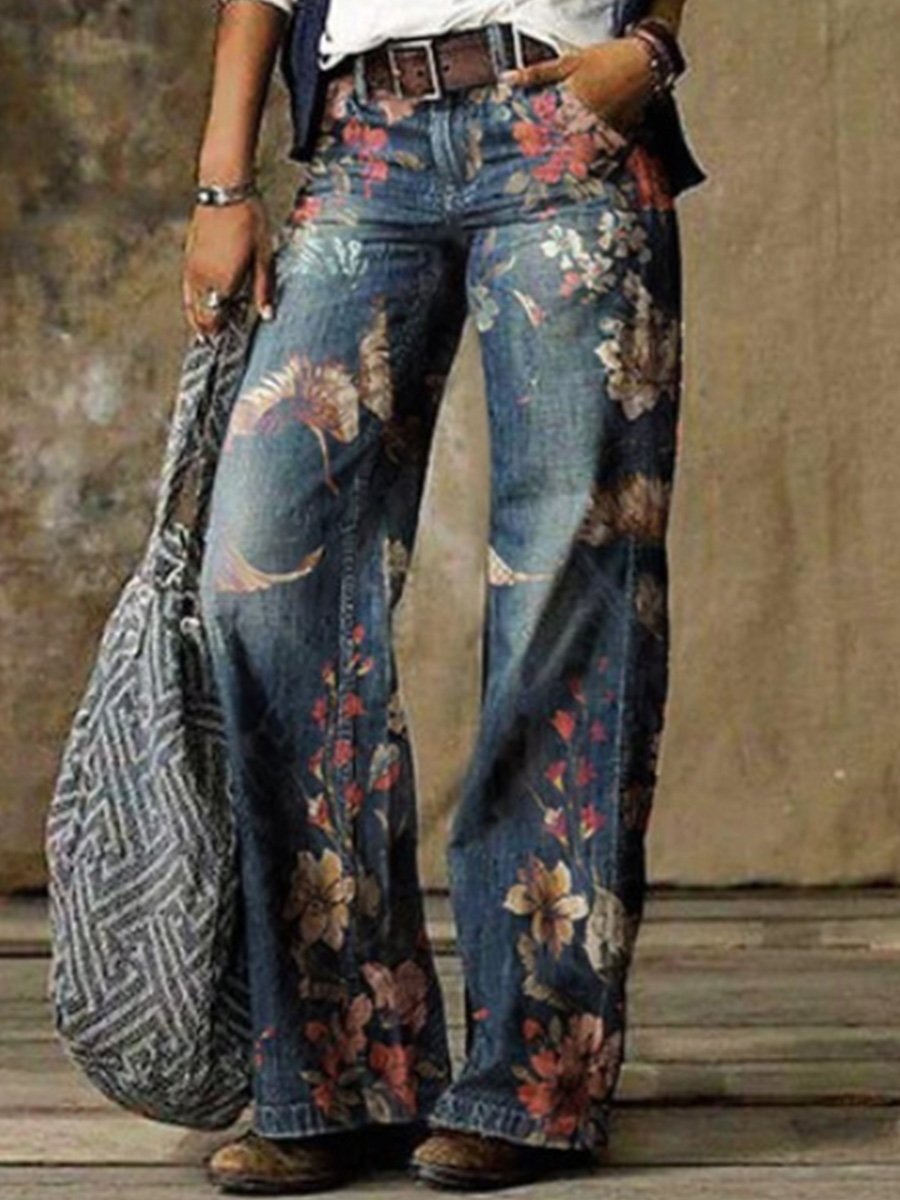 Canuck™| Retro Fashion Printed Casual Wide-Leg Jeans