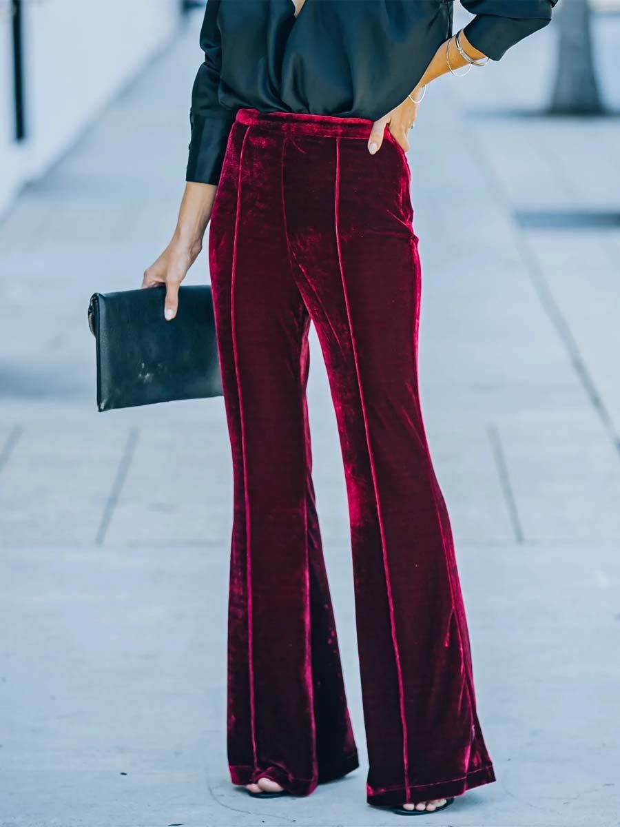Canuck™| Velvet High Waist Flared Casual Pants