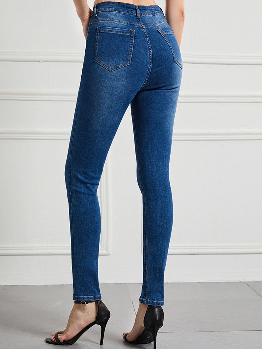 Canuck™| Slim High Waist High Elastic Multi-button Jeans