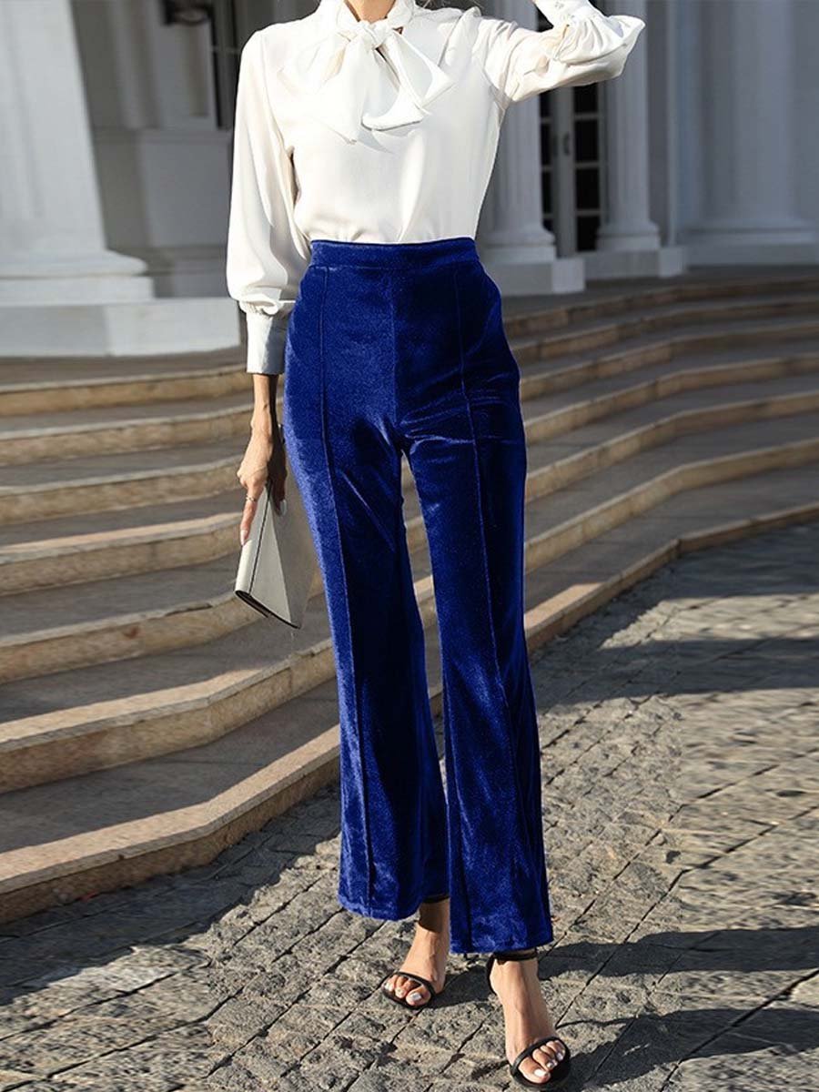 Canuck™| Velvet High Waist Flared Casual Pants