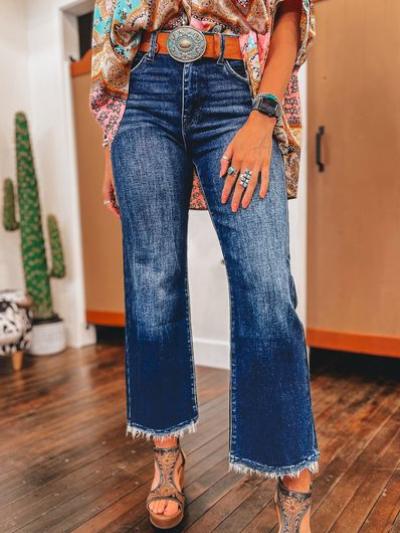 Canuck™| Vintage High-waisted Washed Frayed Hem Flared Jeans