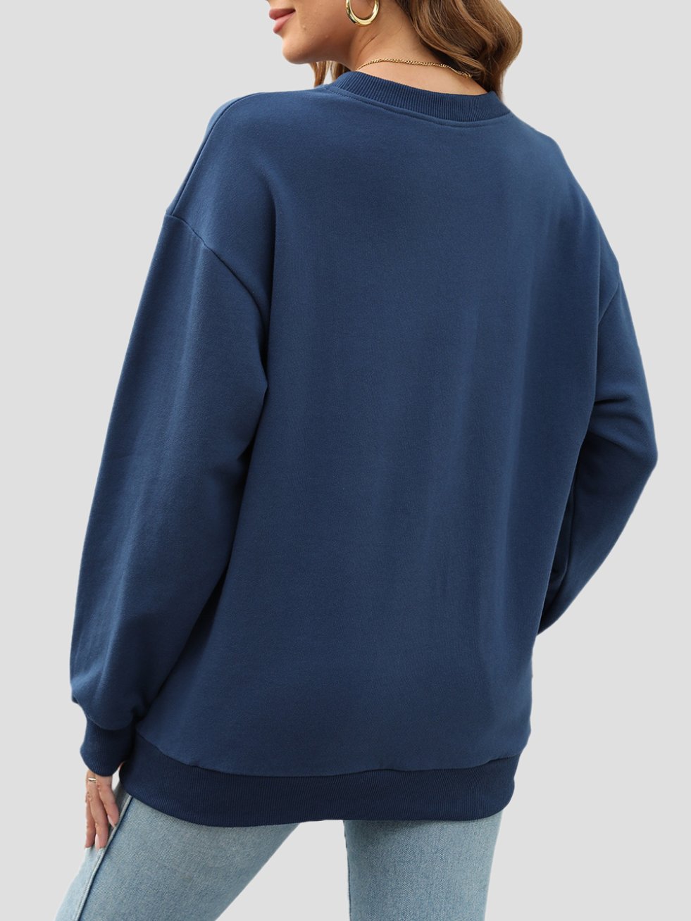 Canuck™| Floral and Bird Embroidered Ribbed Loose-Fitting Sweatshirt