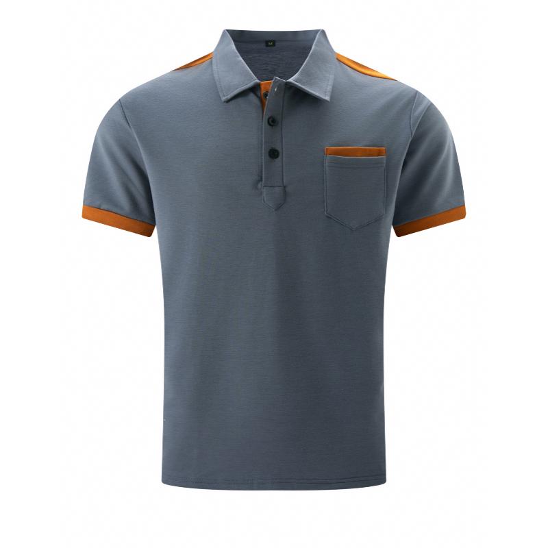 Canuck™| Colorblock Chest Pocket Lapel Cotton Blend Short Sleeve Polo Shirt