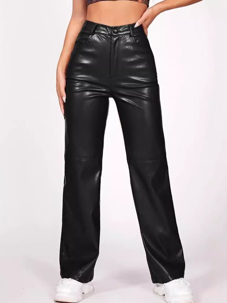 Canuck™| Stylish High Waist PU Leater Straight-leg Pants