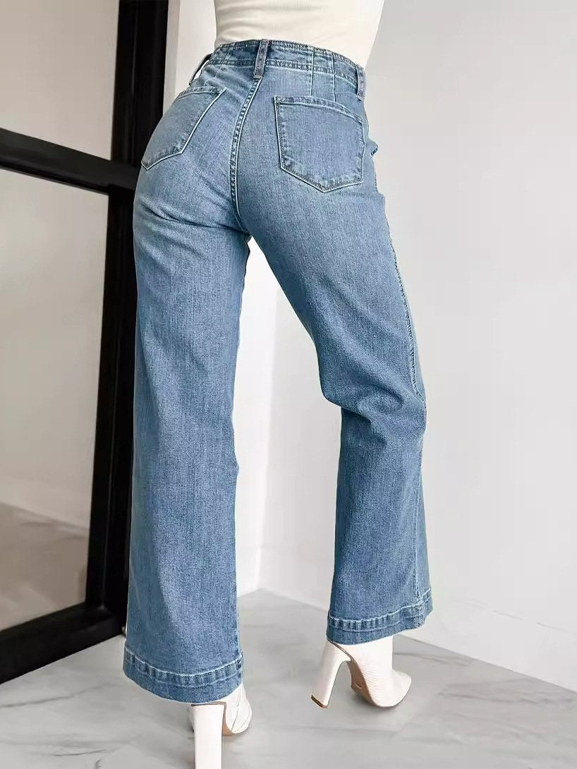 Canuck™| Stylish High-Waist Multi-Pocket Straight-Leg Jeans