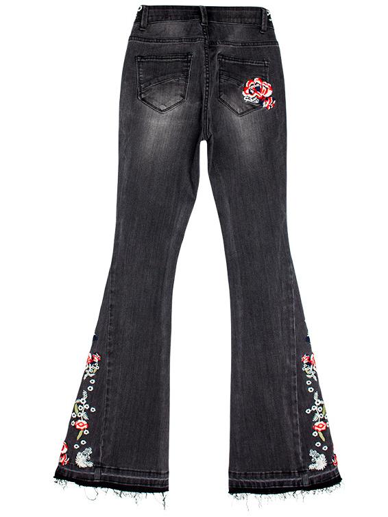 Canuck™| Elegant Embroidered Slim-fit Stretch Denim Flared Pants