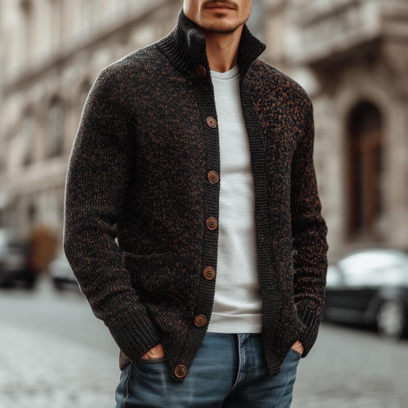 Canuck™| Vintage Casual Stand Collar Single-Breasted Slim Fit Warm Knitted Cardigan