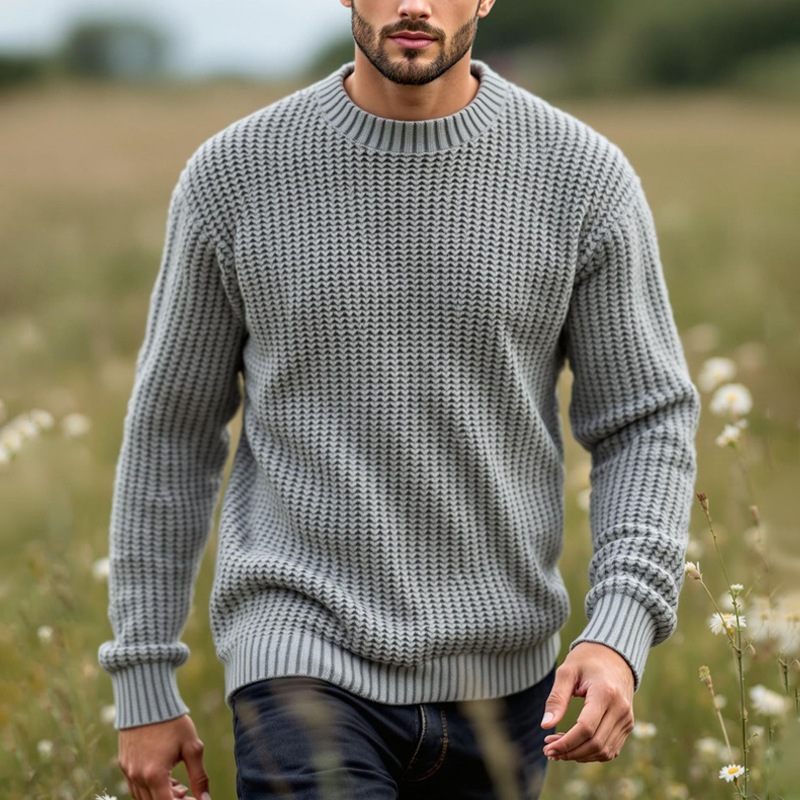 Canuck™| Solid Color Round Neck Long Sleeve Sweater