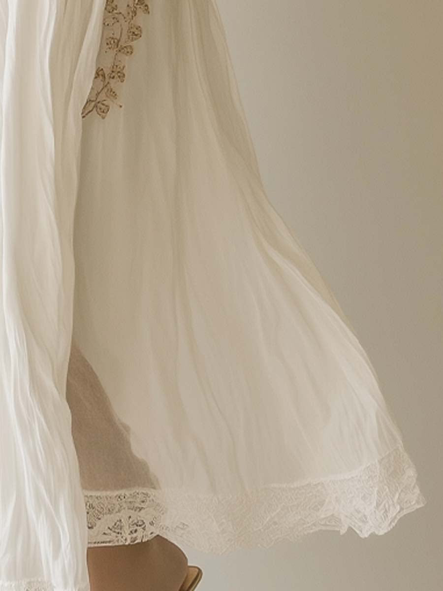 Canuck™| Bohemian Embroidered Sleeveless Chiffon Maxi Dress