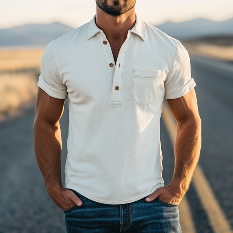 Canuck™| Spring Fashion Retro Western Style Suede Short Sleeve Polo Shirt