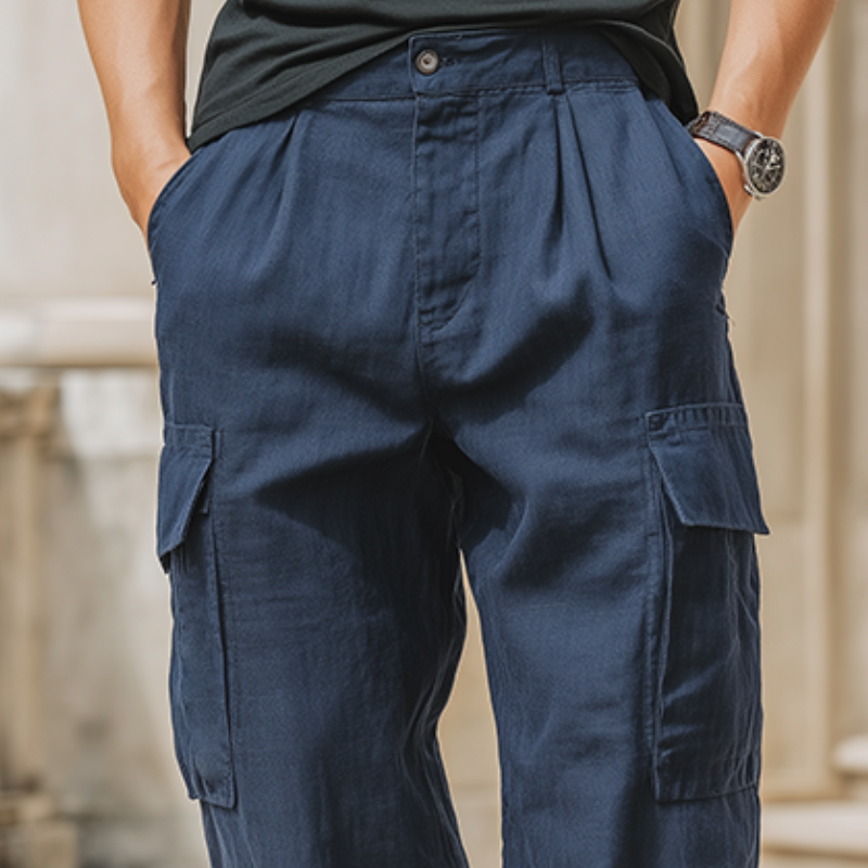 Canuck™| Retro Casual Solid Color Cotton And Linen Pocket Pants