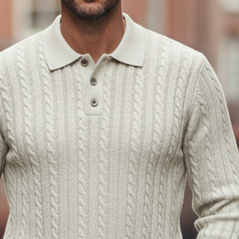 Canuck™| Cable Knit Solid Lapel Pullover Sweater