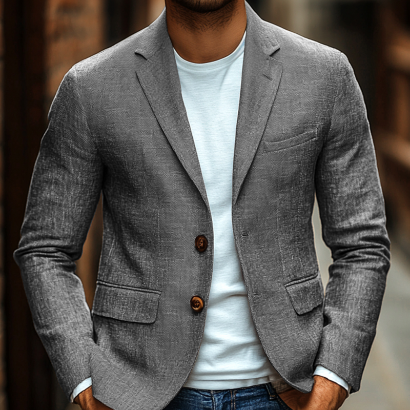 Canuck™| Casual Solid Color Breathable Linen Notch Lapel Single-breasted Slim-fit Blazer